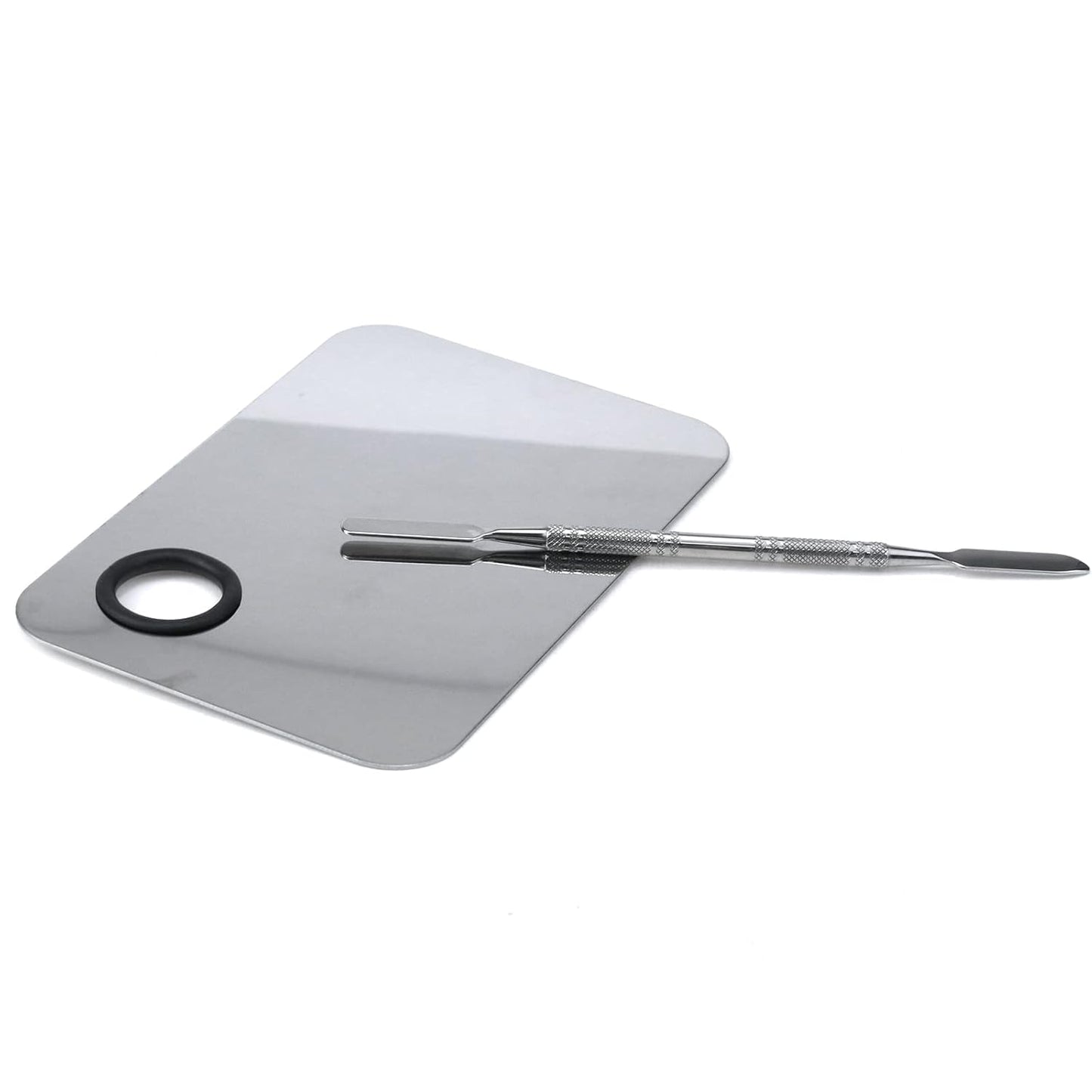 Stainless Steel Ring Beauty Palette, Square Palette, Silver,with Color Stick,1 PCS