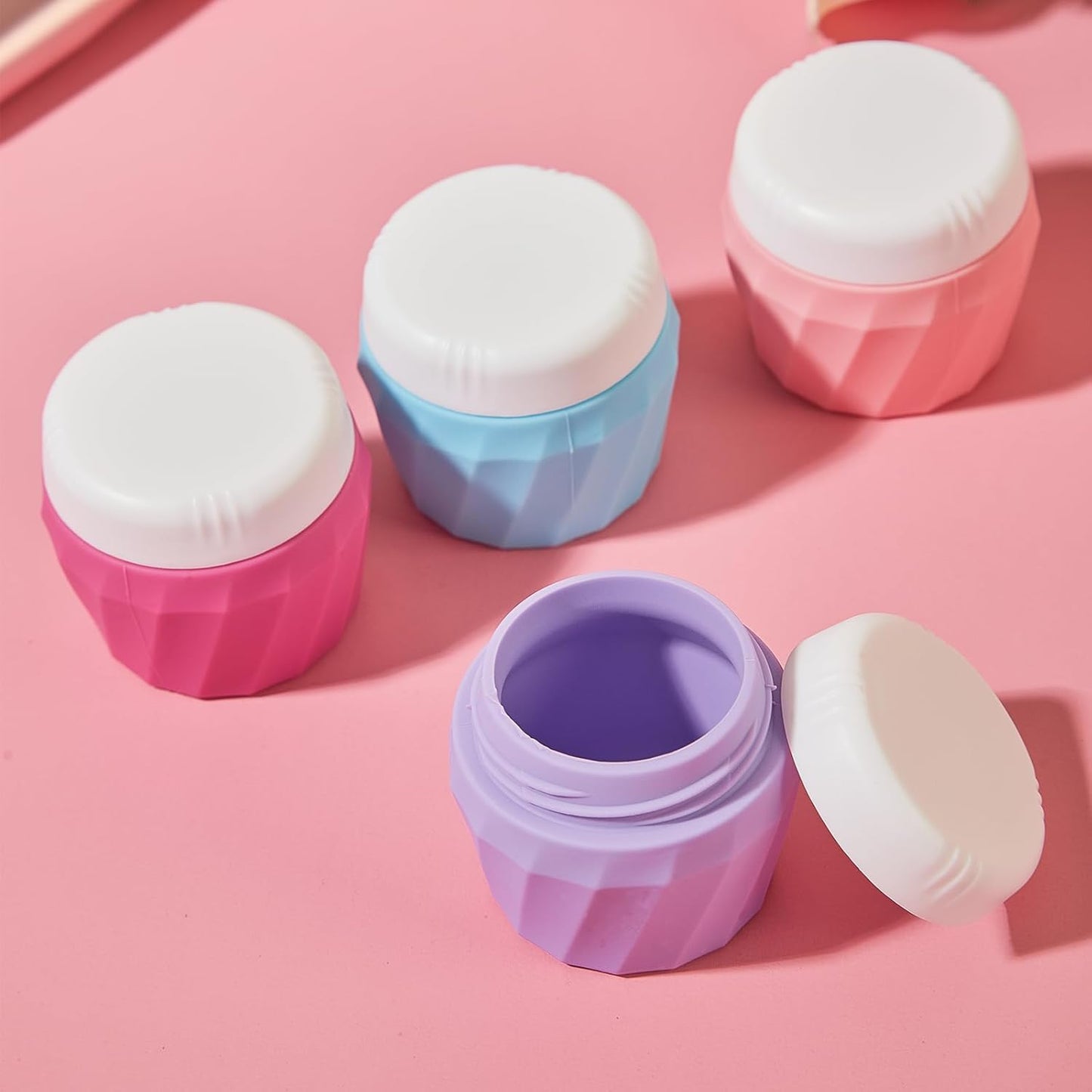 Travel Containers for Toiletries, Premium Silicone Cosmetic Cream Jars, TSA Approved Leak-Proof Refillable Travel Size Toiletries with Clear Bag for Cosmetic Face Body Cream (Vibrant, 1OZ)