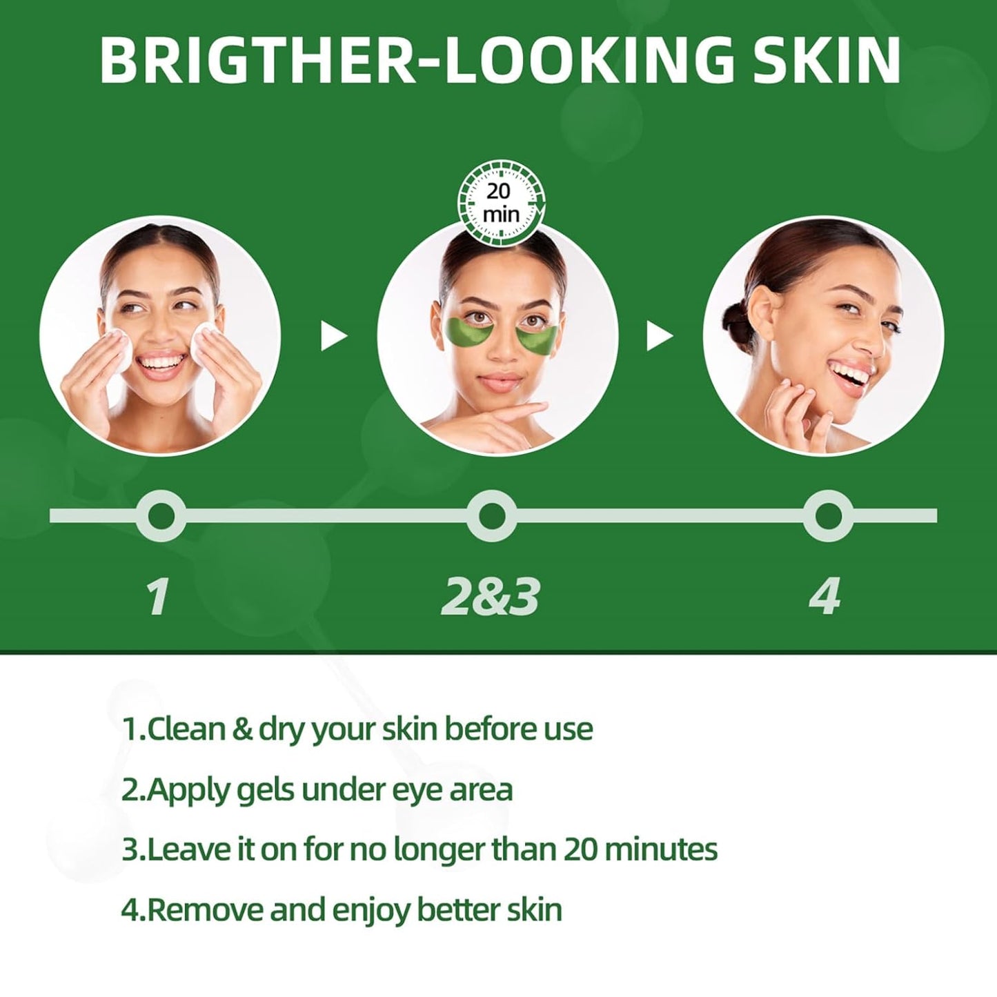 Under Eye Patches - Seaweed Essence Eye Mask for Puffy Eyes/Dark Circles/Collagen Eye Care Relieves Pressure and Reduces Wrinkles, Eye Gel Pads for Hydrating and Brightening (30 Pairs)