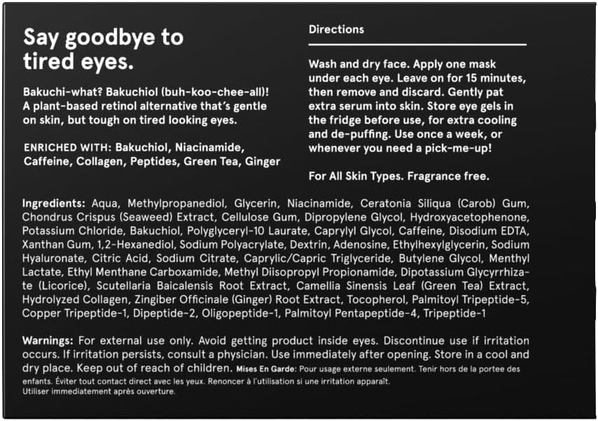 BRO MASK Under Eye Patches for Men Skin Care | Cooling Eye Masks for Dark Circles and Puffiness, Anti Aging Hydrogel Pads with Bakuchiol, Caffeine & Niacinamide, Eye Bags Treatment for Men (6 Pairs)