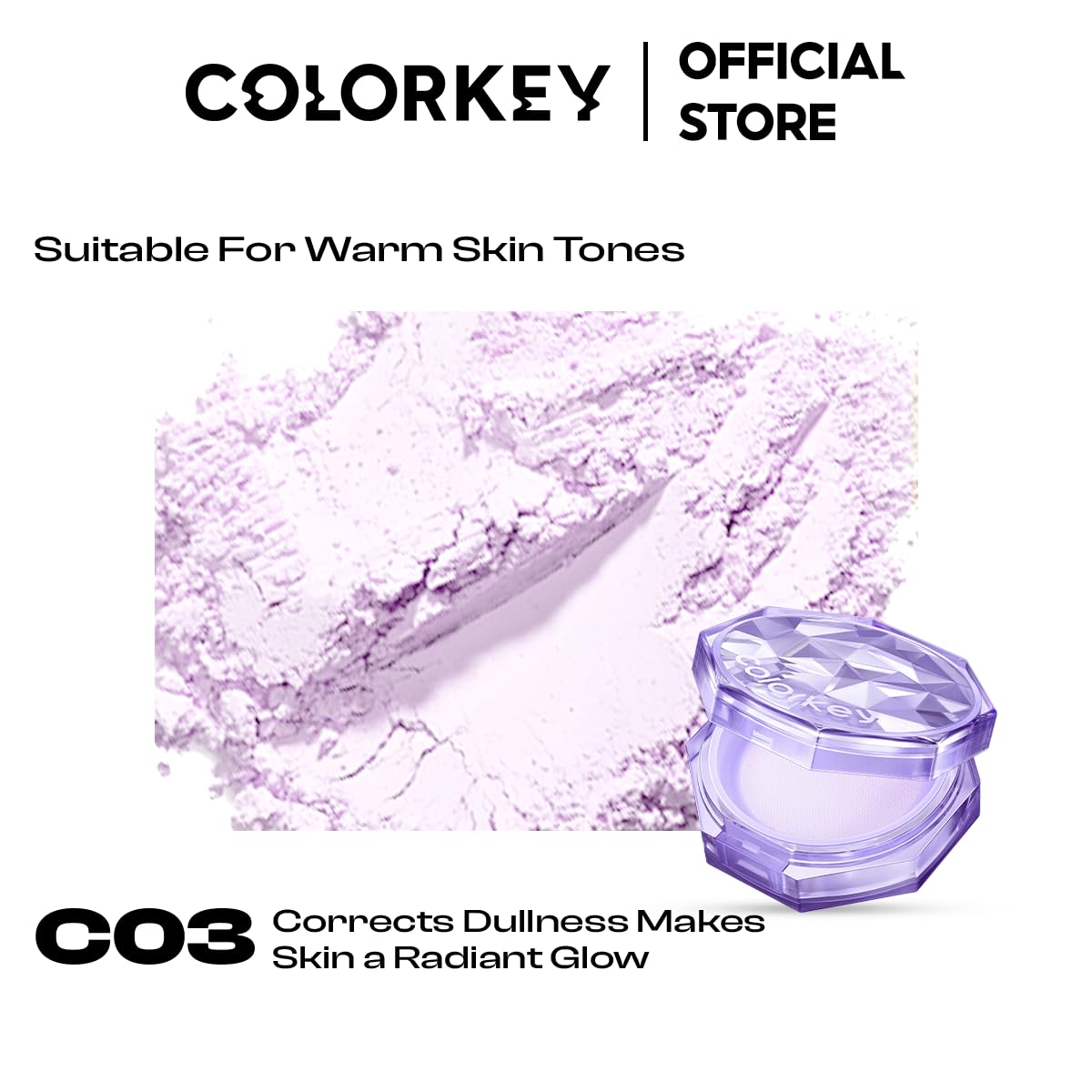 Colorkey Original Setting Loose Powder, Matte Finish, Long-lasting, Oil-control, Waterproof, Sweat-proof, Non-cakey, Natural Look, Sets Makeup, Evens Skin Tone (C03, Normal)
