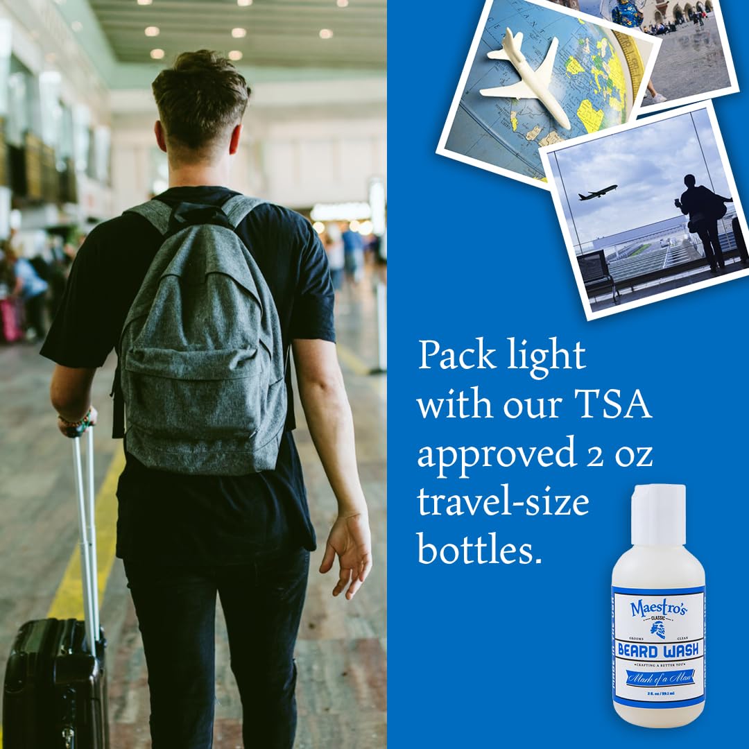 Maestro's Classic BEARD WASH | Anti-Itch, Deep Cleaning, Non-Drying, Fully Hydrating Gentle Cleanser For All Beard Types & Lengths- Mark of a Man Blend, 2 Ounce