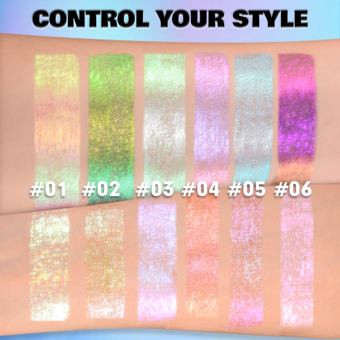 CHARMACY 2 in 1 Starlit Duochrome Liquid Eyeshadow, Glitter Sparkle Colorful Liquid Eyeliner, Quick Drying, High Pigmented, Long lasting Holographic Glitter Multichrome Eye Makeup #02