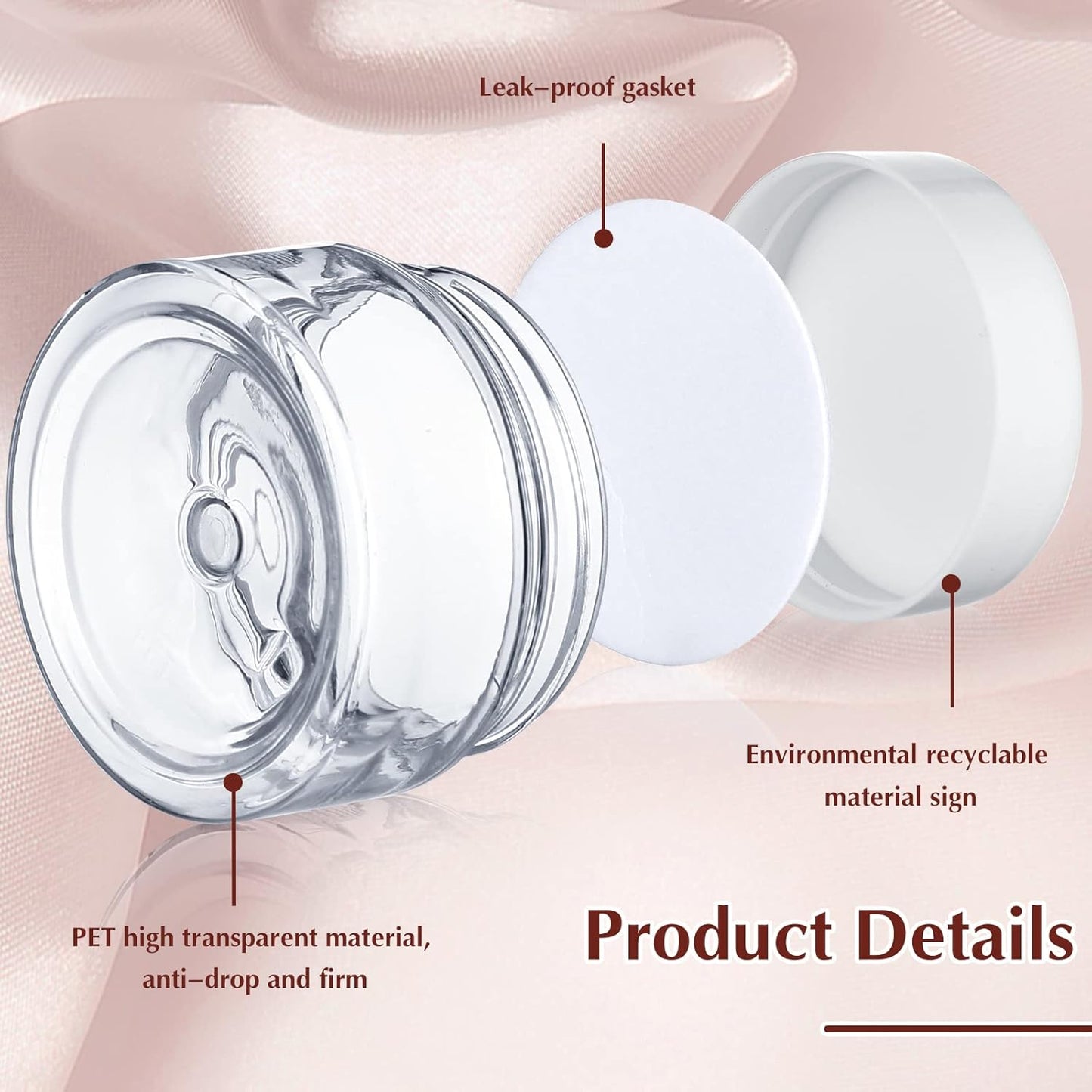SATINIOR 200 Pcs 2 oz Empty Plastic Jars Round Clear Cosmetic Container Jars with Lids Small Makeup Clear Jars with Lids for Travel Storage Lotion Cream Eye Shadow Jewelry Paint Ointments Samples