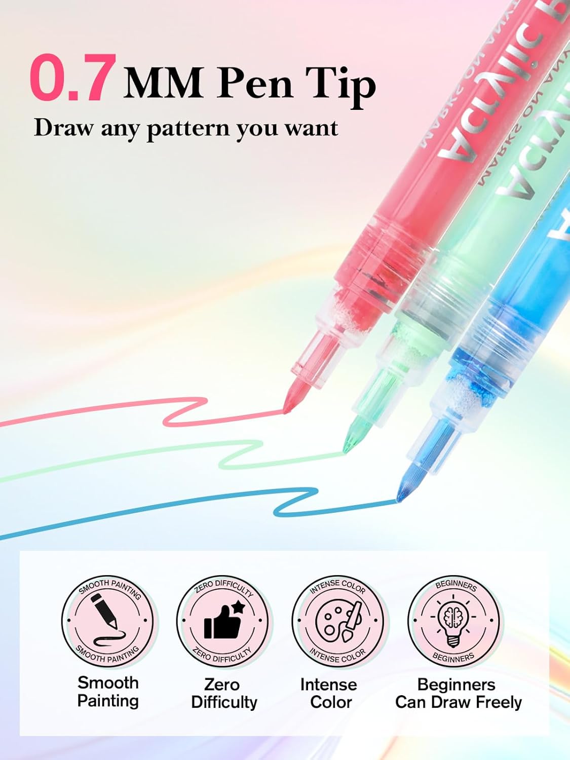 EBANKU 12 Colors Nail Art Pens Set Nail Polish Pens Quick Drying 0.7MM 3D Acrylic Paint Pens Clear Handle Point Liner Pen Drawing Painting Tool for Home DIY Nail Art Design (Set A)