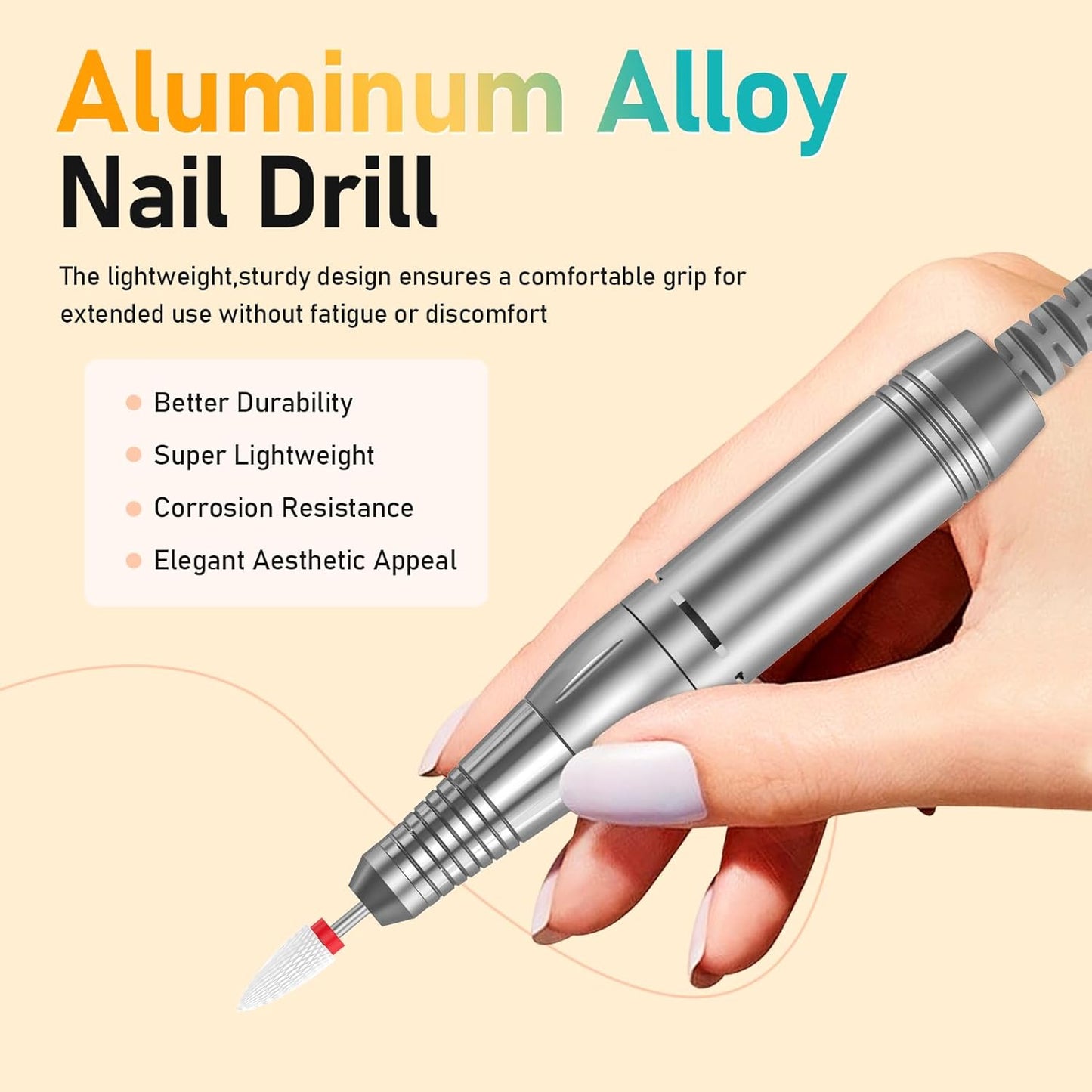 Portable Nail Drill Electric File: 35000RPM Professional Rechargeable Nail E File Machine,for Acrylic Nails Gel Polishing Removing, Cordless Efile with Bits Kit for Manicure Salon Home (Black)