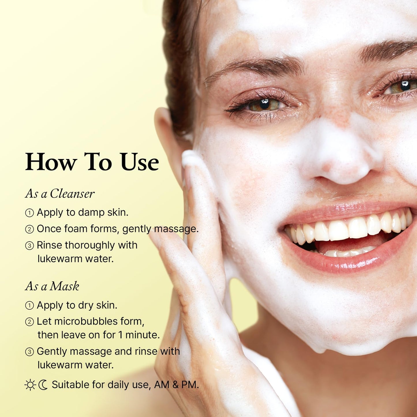 FULLY Lemon Vita Bubble Mask Cleanser, Self-Bubbling Gel-to-Foam Face Wash, Vitamin C + Jeju Lemon Water for Brightening, Radient Smooth Skin, Hydration, Vegan Korean Skincare, 5.07 fl.oz