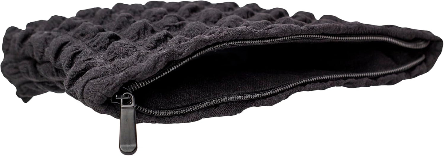 PAZIMIIK Floral Makeup Bag Large Cotton Zipper Pouch for Purse Travel Canvas Make Up Organizer for Women Cosmetic,Bubble Black