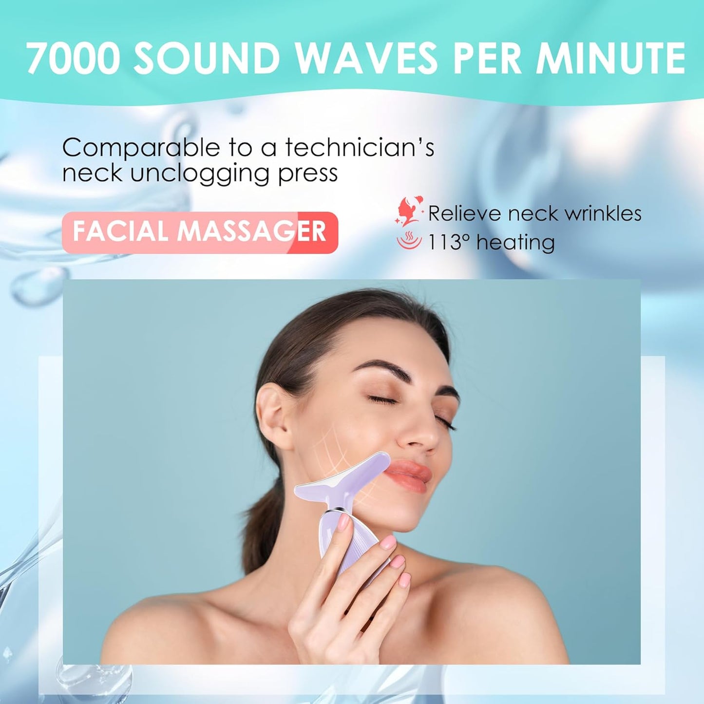 Facial Massager Red-Light-Therapy-for-Face and Neck, Face đť–˛ culpting Wand with 7 Color (Light Purple)