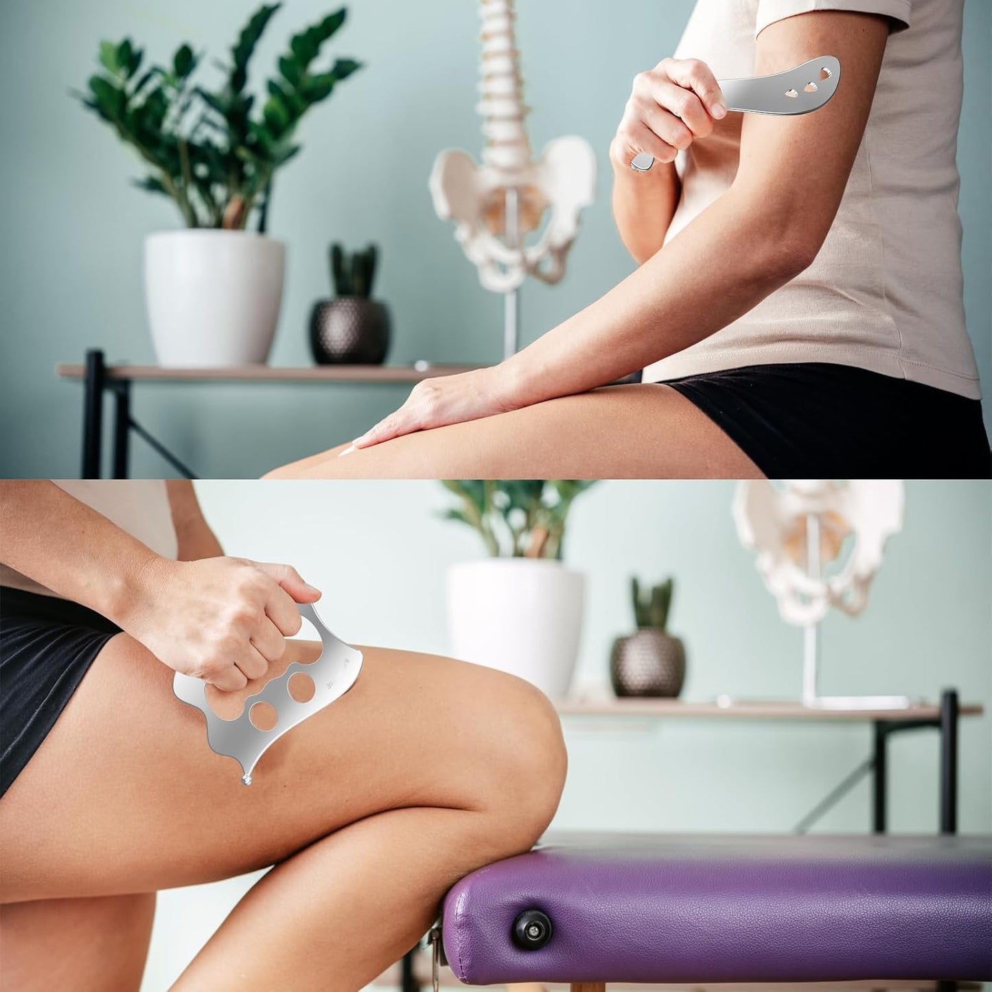 3-in-1 Stainless Steel Muscle Scraper Tool Set – Gua Sha & Physical Therapy Tools for Deep Tissue Massage, Myofascial Release, Muscle Knot Relief & Pain Reduction