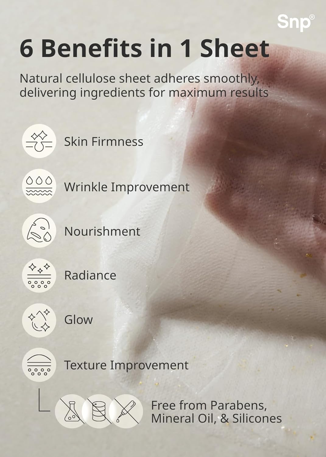 SNP 1000mg Collagen + 24K Gold Ampoule Sheet Mask | Collagen Face Masks Skincare | Tightening, Hydrating, and Nourishing | Korean Skin Care | Overnight Face Masks | Moisturizing Face Mask | 10 Sheets