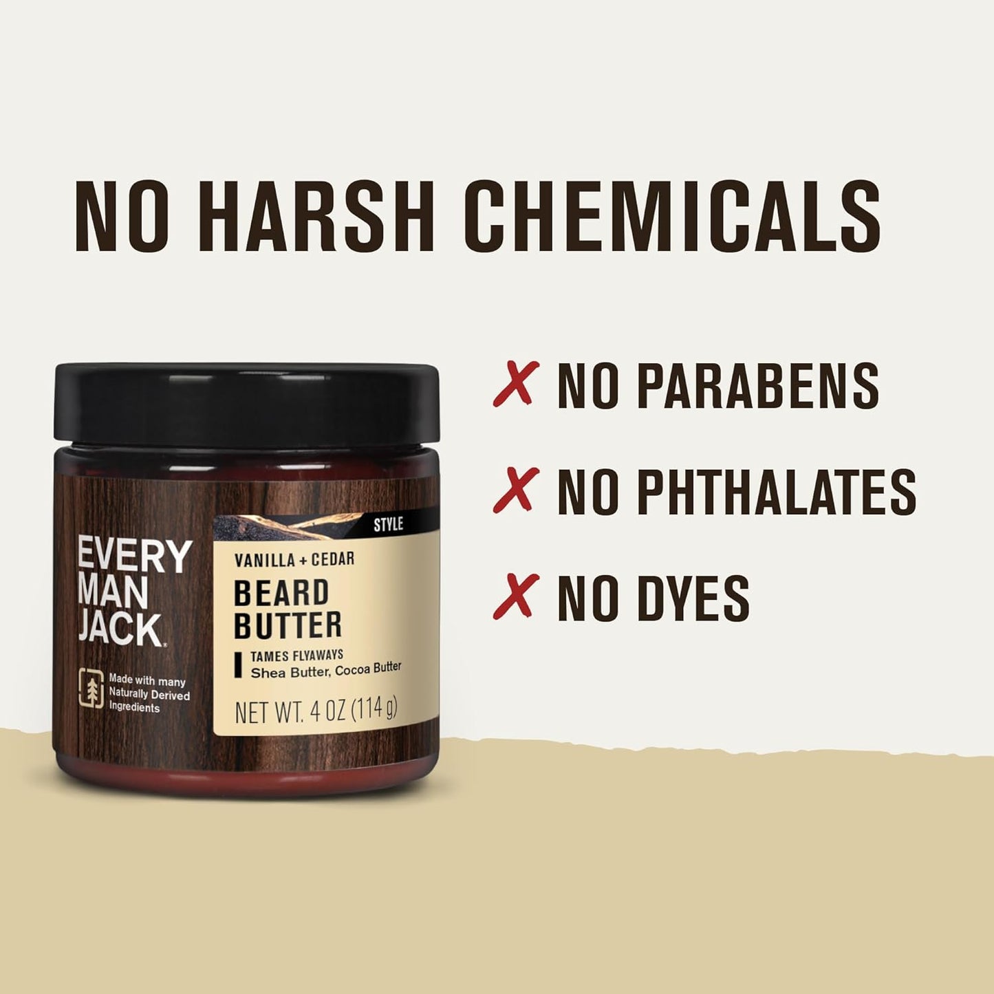 Every Man Jack Beard Butter- Vanilla & Cedar Fragrance - Hydrates and Styles Dry, Unruly Beards While Relieving Itch - Naturally Derived w/Shea Butter & Coconut Oil - 4 oz (2 Pack)