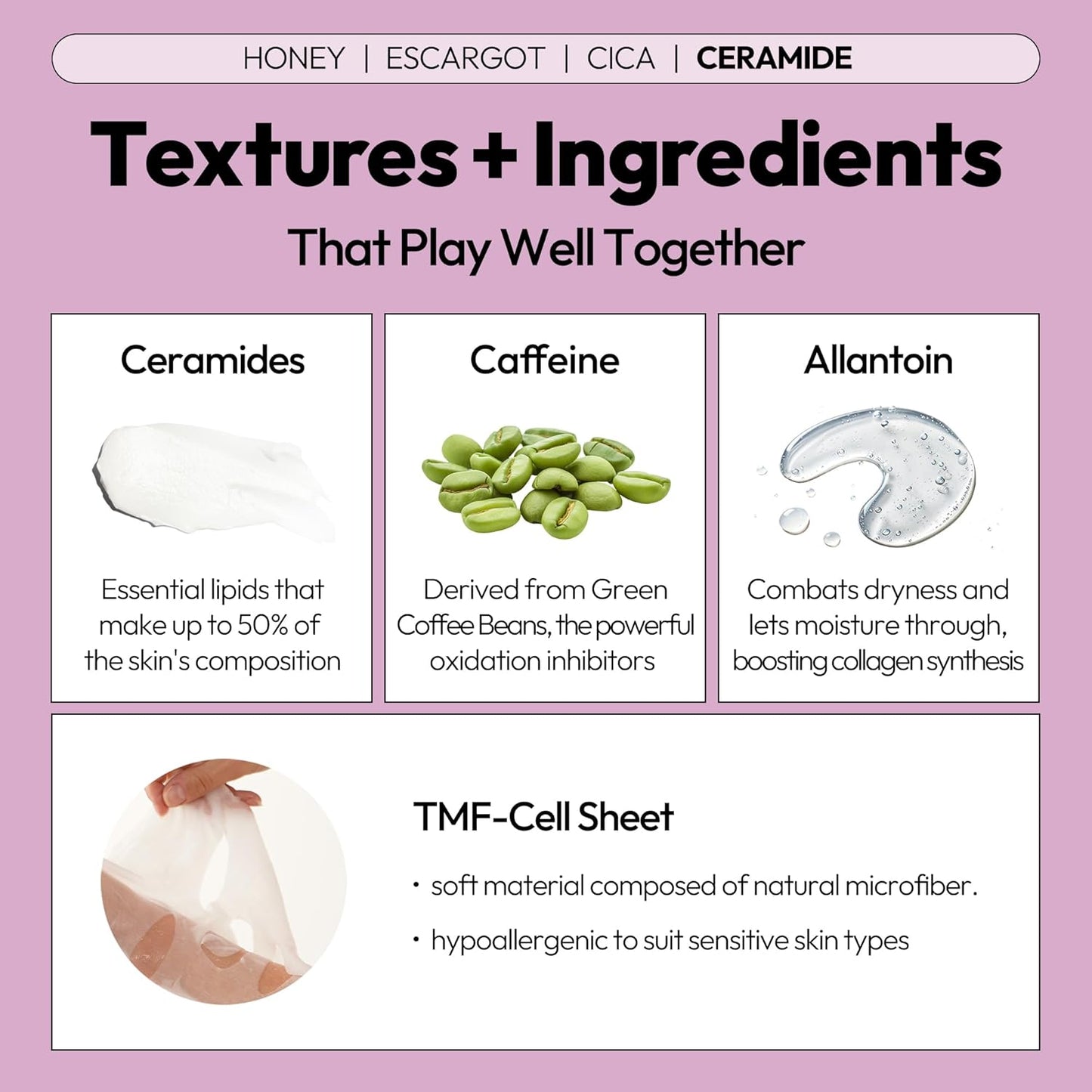 LAPCOS Skin Barrier Repair Sheet Mask Variety Pack – Escargot, Cica, Ceramide, Honey 4 Types of Face Mask Set – Daily Korean Skin Care w/Snail Mucin, Centella Asiatica & Niacinamide (12 ea)