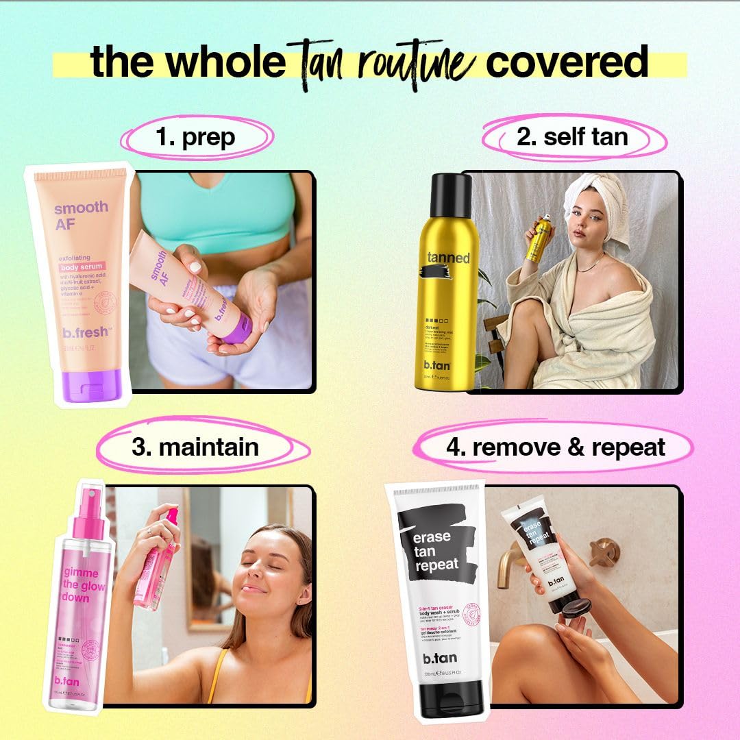 b.tan Self Tanner Bronzing Mist | Fast, 1 Hour Express Sunless Tanning Spray, No Fake Tan Smell, Dark Bronzing Glow, Face & Body, No Added Nasties, Vegan & Cruelty Free, 7 Fl Oz