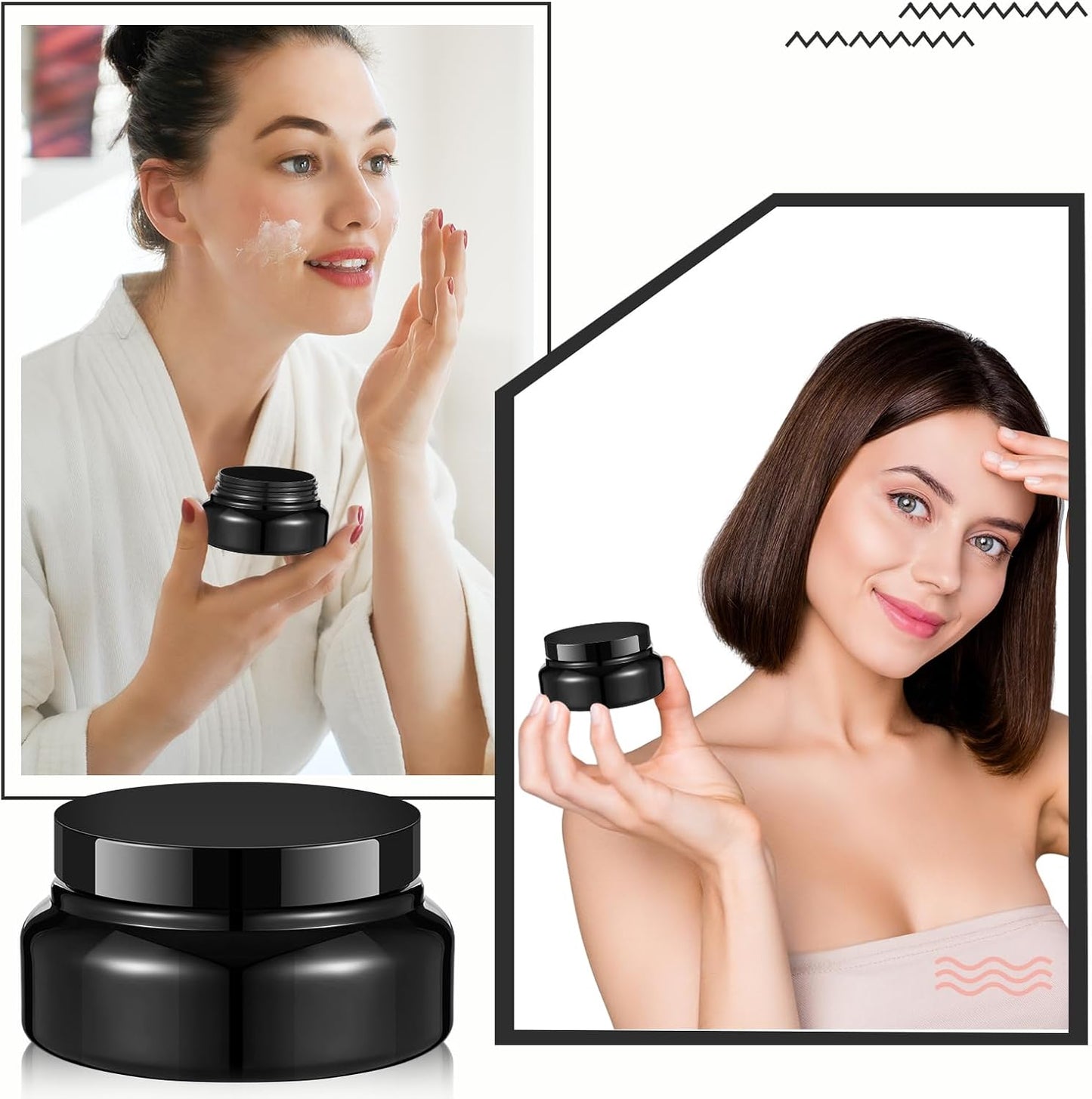 Tessco 24 Pack Plastic Jars with Lids Labels Empty Clear Plastic Jars Round Refillable Cosmetic Containers Body Butter Containers Bulk Sugar Scrub Bottle for Make Up(5 oz,Black)