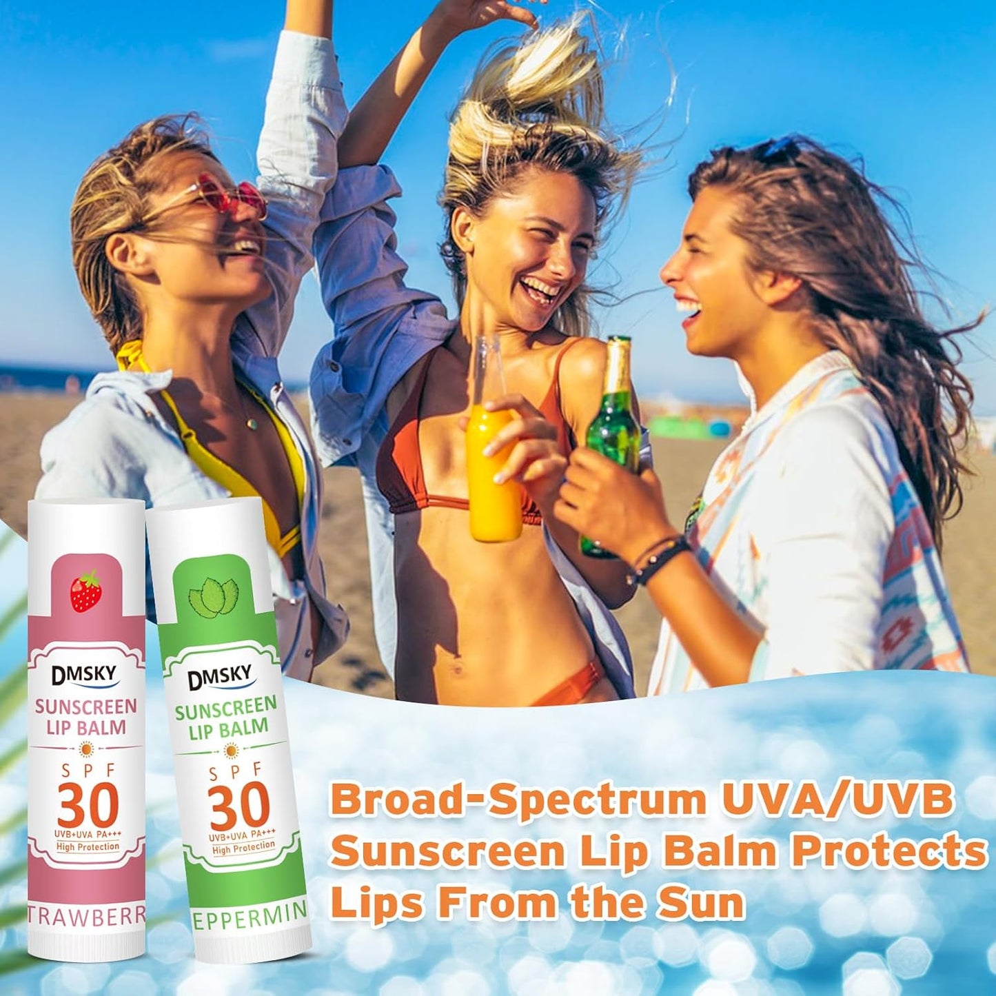 DMSKY SPF Lip Balm Bulk 64 Pack, Sunscreen Lip Balm SPF 30, Broad Spectrum UVA/UVB Protection, Lip Sunblock Bulk Sunscreen Travel Size