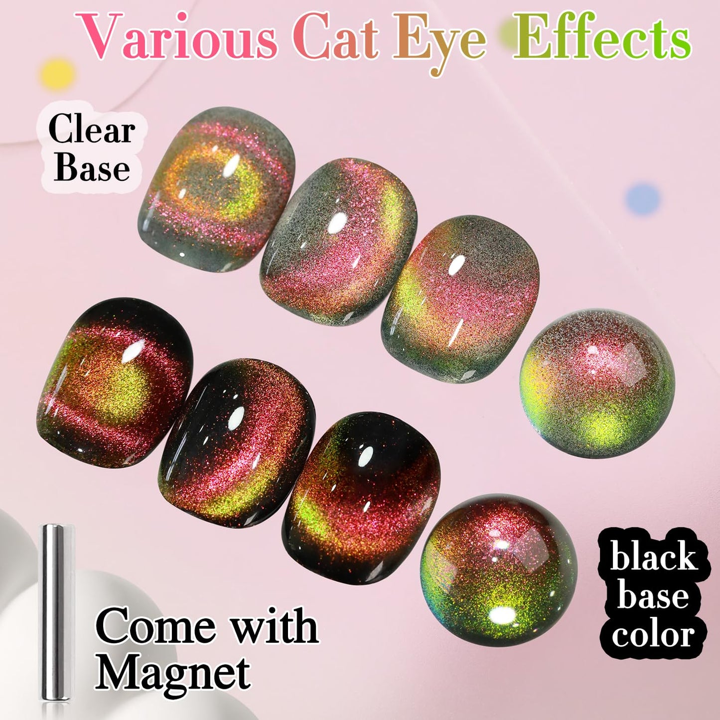 Double Rhythm 0.5 OZ Cat Eye Gel Polish with Magnet 15ML Holographic Glitter Shimmer Translucent Jelly Color Magnetic Polish Salon DIY at Home (Triple Light-MC1050)