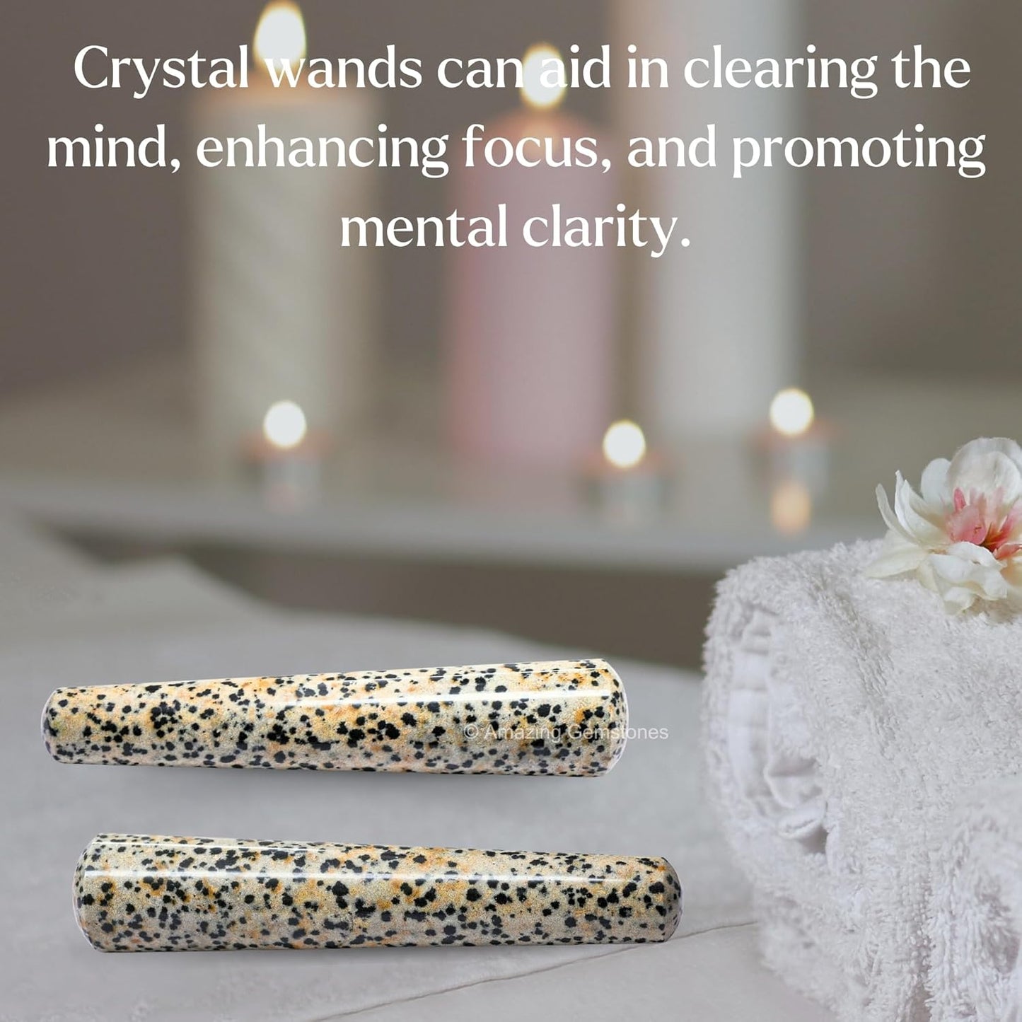 Amazing Gemstone Dalmatian Jasper Crystal Wand Massage Stick - Pelvic Wand Gua Sha for Adults - Crystals and Healing Stones Massage Wands for Adults Gifts (Smooth)