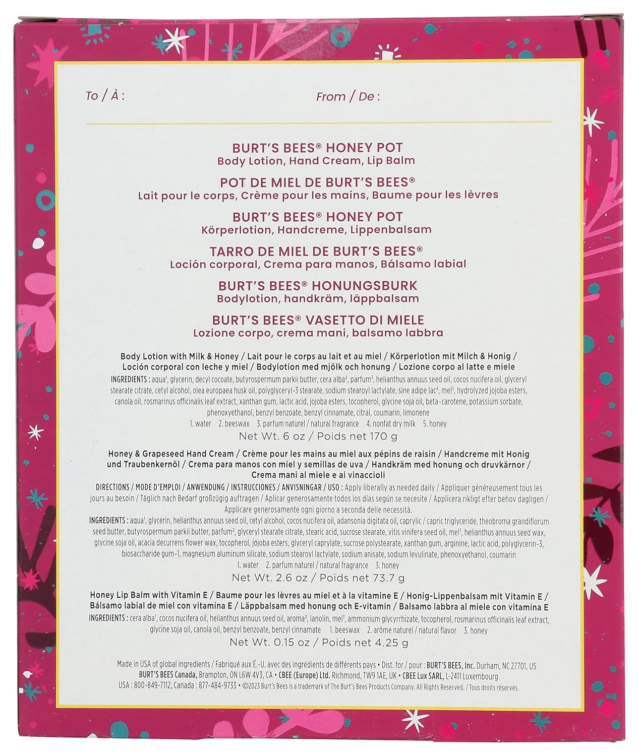 Burts Bees Honey Pot Holiday Gift Kit, 1 EA