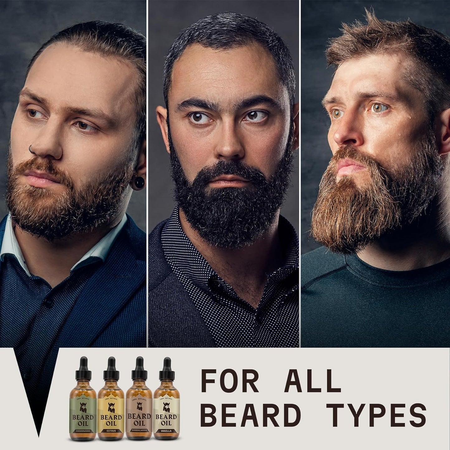 Striking Viking Beard Oil for Men - 0.66 Fl Oz, 4 Pack of Vanilla, Sandalwood, Cedarwood, Citrus - Naturally Derived Conditioner with Almond, Tea Tree, Argan & Jojoba Oil for Beard Growth & Softening