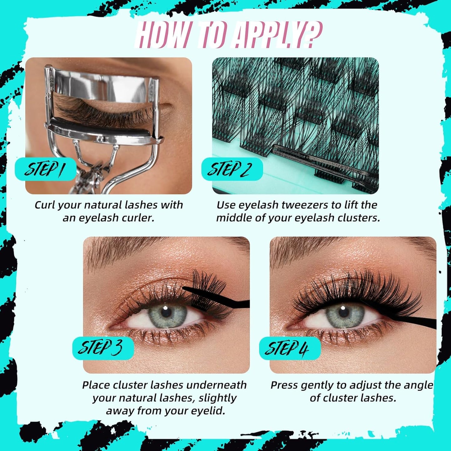 Lash Clusters Kit,144Pcs Eyelash Extension Kit Midnight with Lash Bond and Seal,Lashes Extensions Kit Lash Applicator Tool for Eyelashes Cluster Kit by AMZGlRL(D-Mix8-16mm Kit)