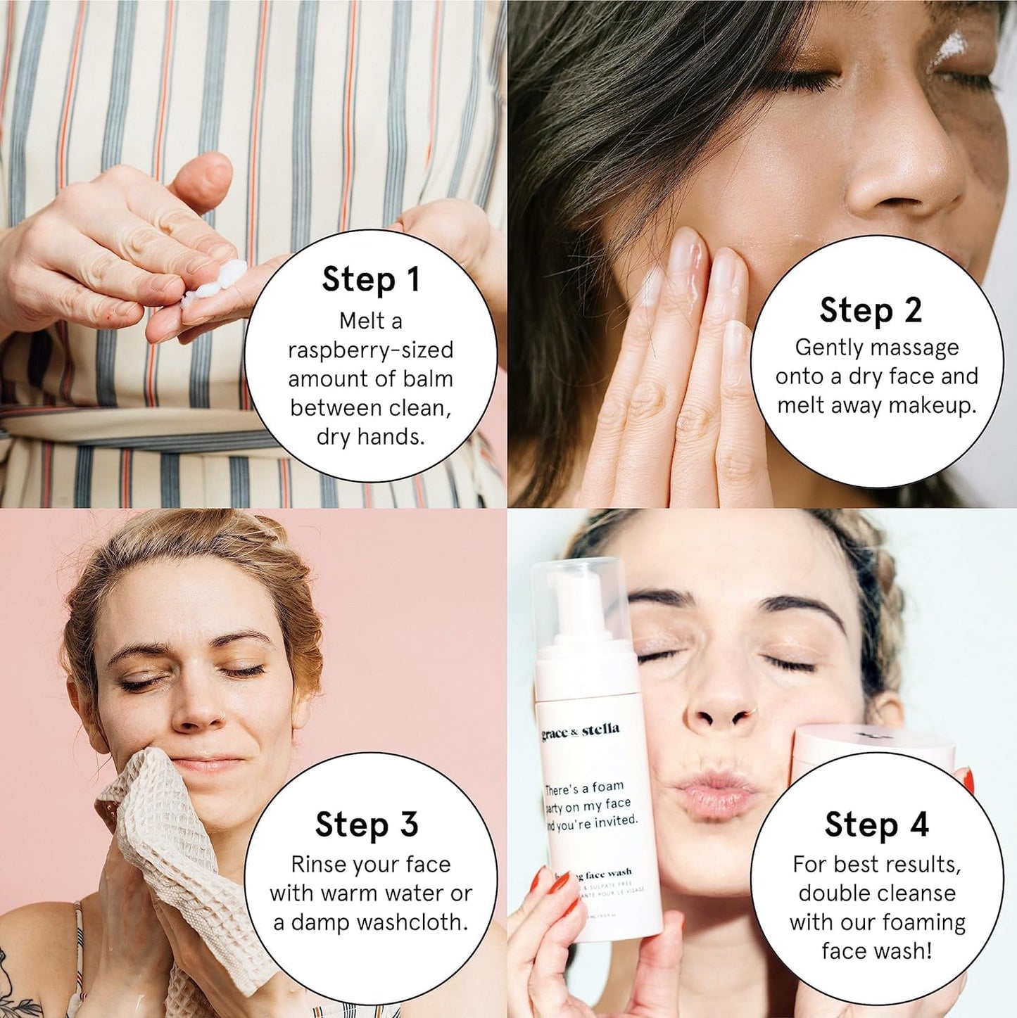 grace & stella Makeup Remover Cleansing Balm - Hydrating Facial Cleanser with Vitamin E for Soft, Nourished Skin - Melt Stubborn Waterproof Make Up, Mascara, Eye Liner - Vegan Skincare (102g/ 4.3 oz)