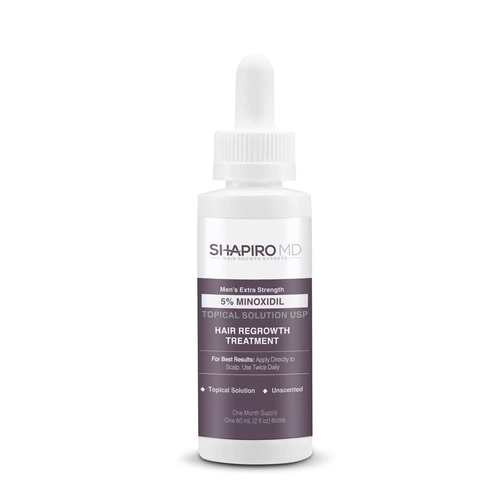 Shapiro MD Hair Growth Experts Minoxidil 5% Topical Solution for Men's Hair Growth, Serum Promotes Hair Regrowth by Reactivating Hair Follicles - 1 Month