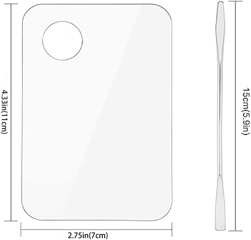 2pcs Acrylic Makeup Palette, Cosmetic Makeup Mixing Tray with 2pcs Spatula Tool, Foundation Makeup Palette for Nail Art Eye Shadow Pigment Blending (Rectangle)