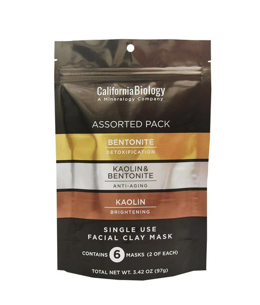 California Biology Clay Mask Variety Pack | Indian Healing Clay Assortment with Kaolin, Calcium Bentonite, and Kaolin & Bentonite | Deep Pore Cleansing Facial Mask & Clay Body Scrub | 6 Count