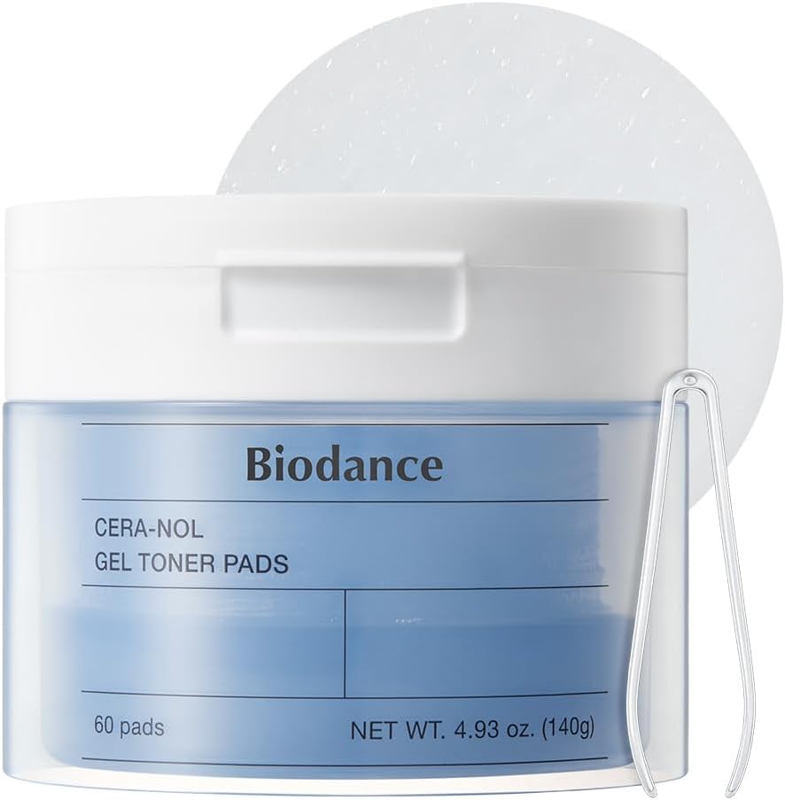 Biodance Cera-NOL Gel Toner Pads, Hydrating & Soothing for Sensitive Skin, Redness Reducing, Gentle Exfoliating Toner Pads, Korean Skincareㅣ4.93 fl.oz.(140g)*60Pads