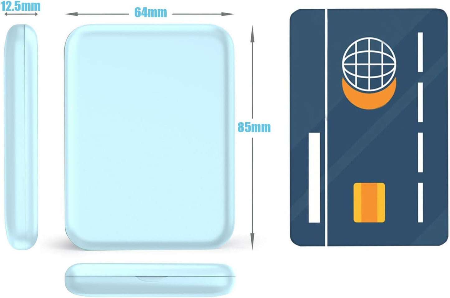 WOBSION Small Mirror with Lights,LED Compact Makeup Mirror,1x/3x Mini Travel Mirror with Magnification,Portable for Purse,Pocket,Gifts for Girls,Blue