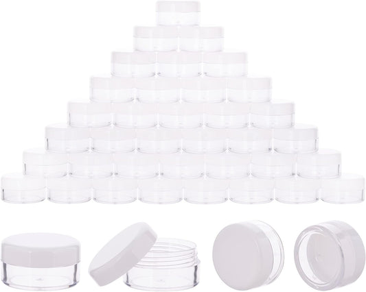 40Pcs 10 Gram Plastic Cosmetic Containers with Lids for Lotion, Creams, Toners, Lip Balms, Makeup Samples Jars BPA free (10g-40pcs, white)