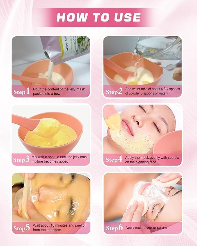 Jelly Mask for Facials Professional Natural Gel Masks - 10 Flavors Hydrating & Moisturizing Jelly Face Masks, Rose Hyaluronic Acid 24K Gold VC, Jelly Facial Mask with Jade Roller & Spatula Spa Use