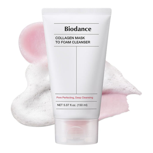BIODANCE Collagen Mask To Foam Cleanser, Face Wash for Women, 2-in-1 Pore Mask and Hydrating Foaming Facial Cleanser for Sensitive Skin, Oily Skin, Korean Skincareㅣ5.07 fl. oz. (150 ml)