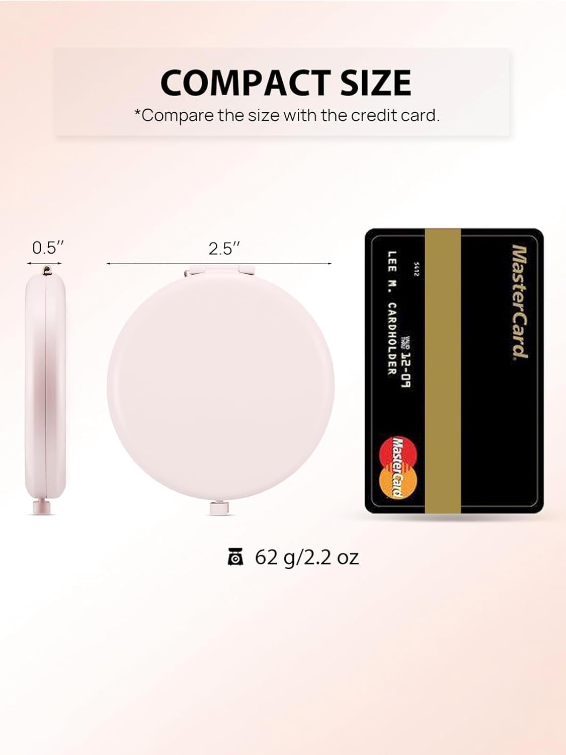 Compact Mirror for Purse, Double-Sided 1X/2X Magnifying Metal Pocket Makeup Mirrors(Round,Pink Marshmallow)