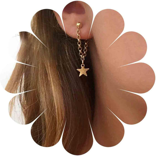 Boho Star Chain Earrings Gold Star Drop Dangle Earrings Drop Chain Star Studs Earrings Personlized Ear Threaders Earrings Jewelry for Women