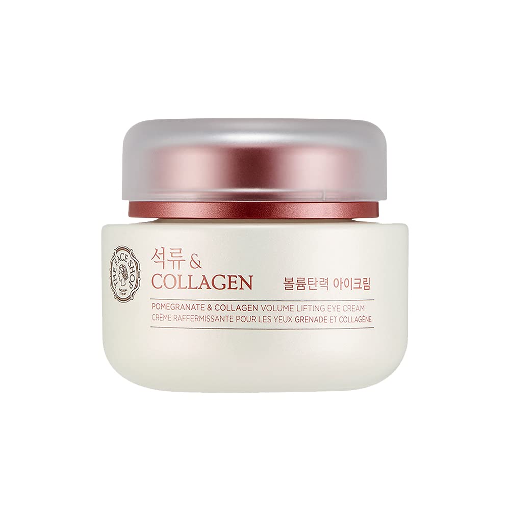The Face Shop Pomegranate & Collagen Volume Lifting Eye Cream | Ultra-Light Eye Cream for Eye Skin Lifting, Firming & Brightening | Reduce Dark Circles | Deep Hydrating Under Eye Area, 1.69 Fl Oz