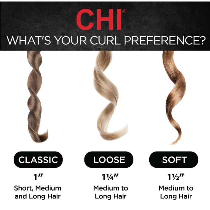 CHI Spin N Curl, Curling Iron For Healthy & Shiny Effortless Curls & Waves, Provides Preset Temperature Settings For Each Hair Texture, Onyx Black