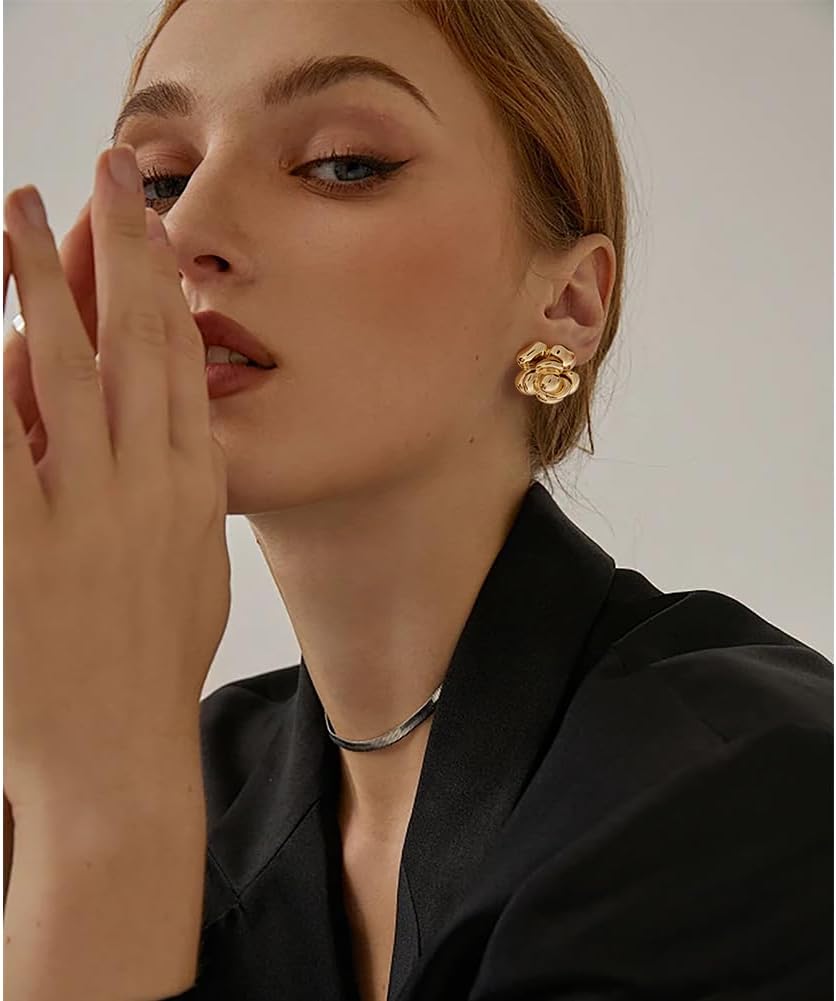 CLASSYZINT Gold/White/Red/Black Flower Stud Earrings For Women