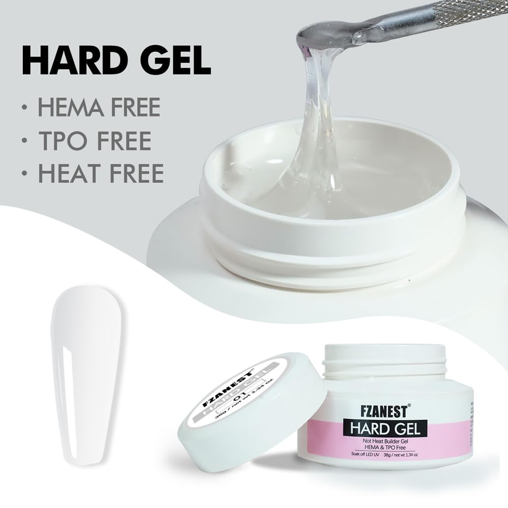 FZANEST Builder Gel Hema Tpo-Free Clear Hard Gel For Nails Extension Sculpting Overlay UV Led Soak Off #01