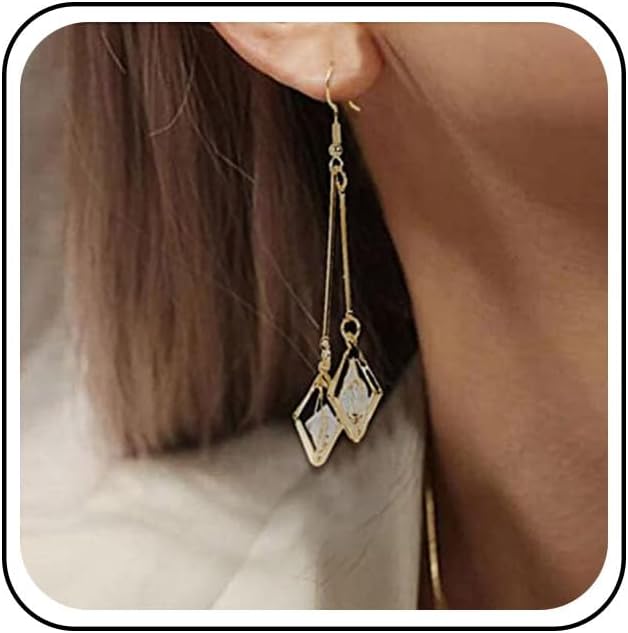 Vintage Crystal Dangle Earrings Long Bar Drop Earrings Cz Rhinestone Earrings Gold Long Wire Earrings Jewelry for Women