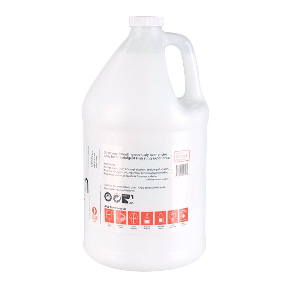 Zogics Moisturizing Body Lotion, Hydrating Body Lotion for Women and Men, Nourishing Formula Made with Essential Oils, Great for Refillable Lotion, Citrus and Aloe Scent (1 Gallon)