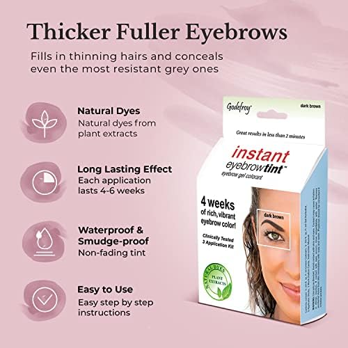 Godefroy Fast Acting Temporary Instant Brow Color, 3 Applications Per Package, Salon Quality Results, Medium Brown