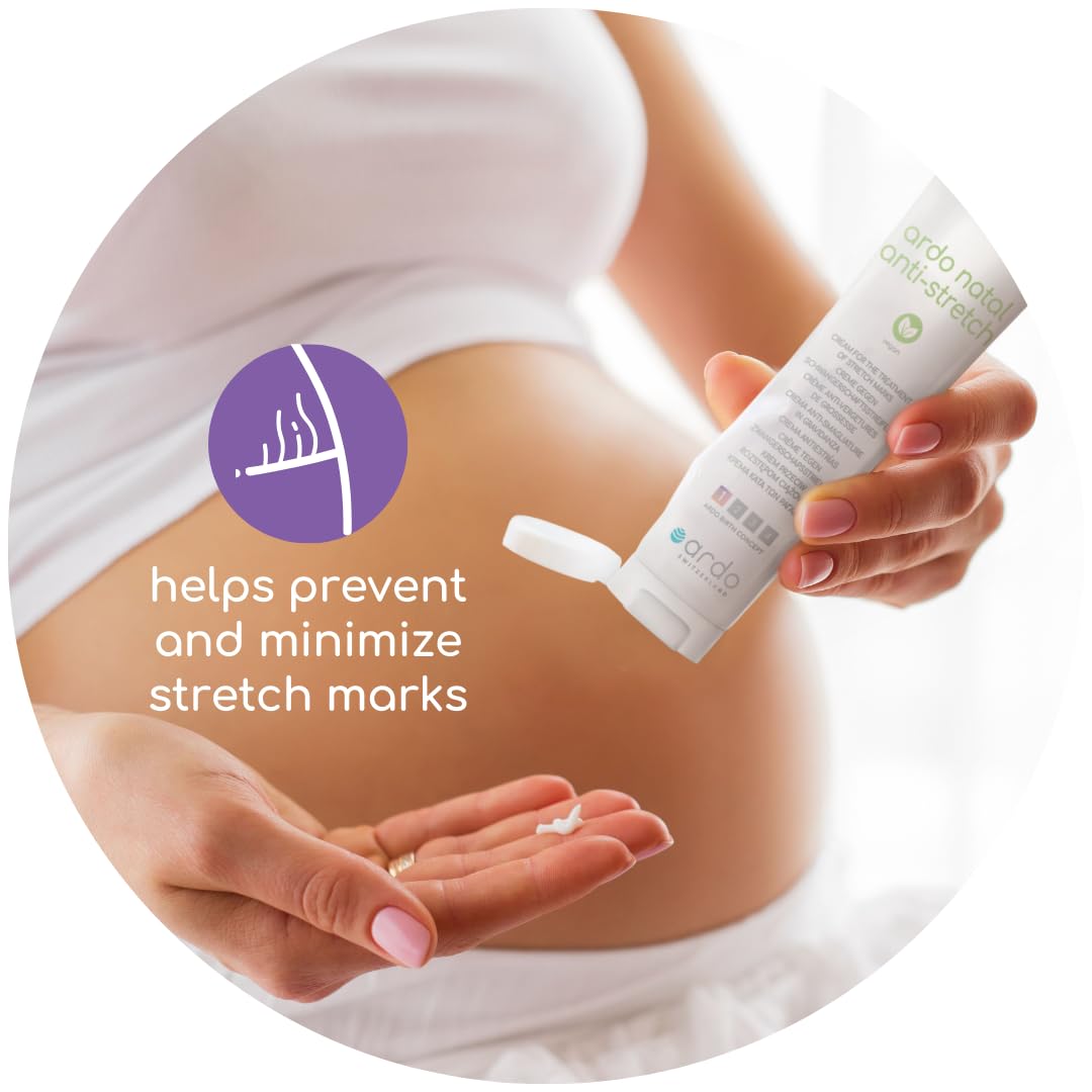 ARDO Anti-Stretch Mark Cream, Swiss Formula. Helps Prevent & Reduce Stretch Marks During Pregnancy & After Birth, Cruelty-Free, Vegan & Fragrance Free, Made in Europe, (100ml/3.4 fl.oz)