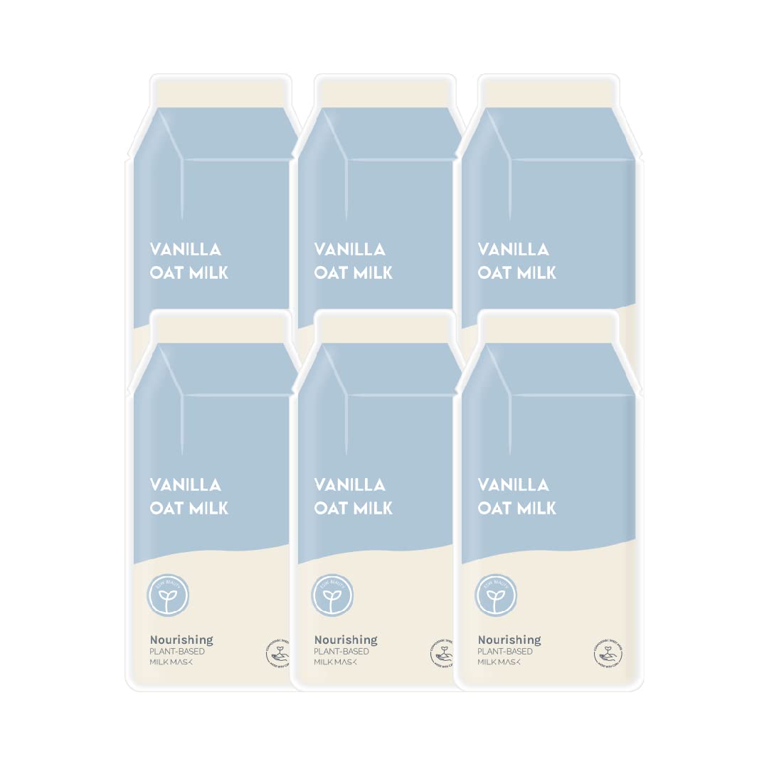 ESW Beauty Vanilla Oat Milk - Nourishing Plant-Based Milk Face Mask (6-Pack) - Calming with Vanilla & Oat for Sensitive & Rosacea-Prone Skin - Relieves & Balances