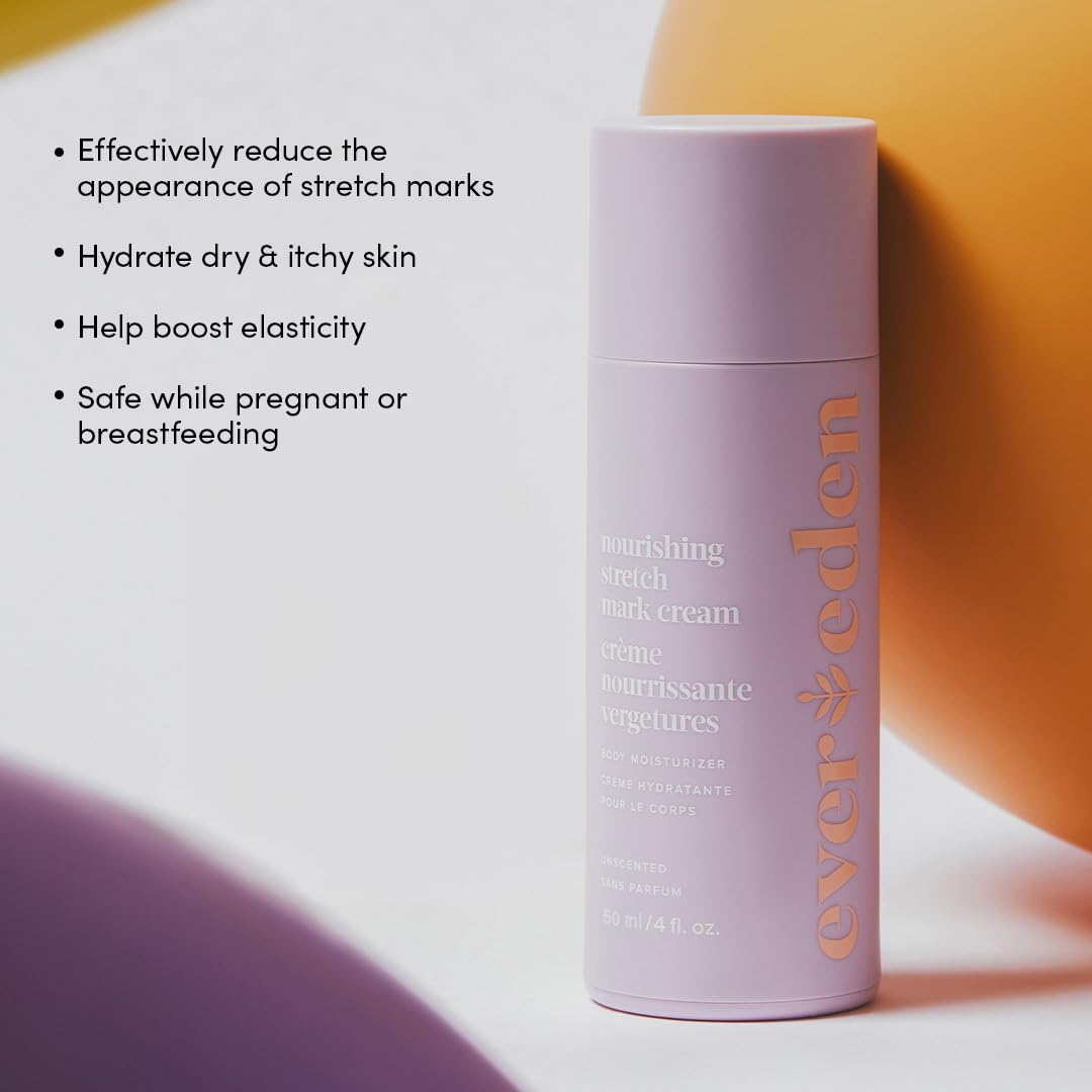Evereden Nourishing Stretch Mark Cream 50ml | Clean and Unscented Pregnancy Skincare | Stretch Mark Prevention