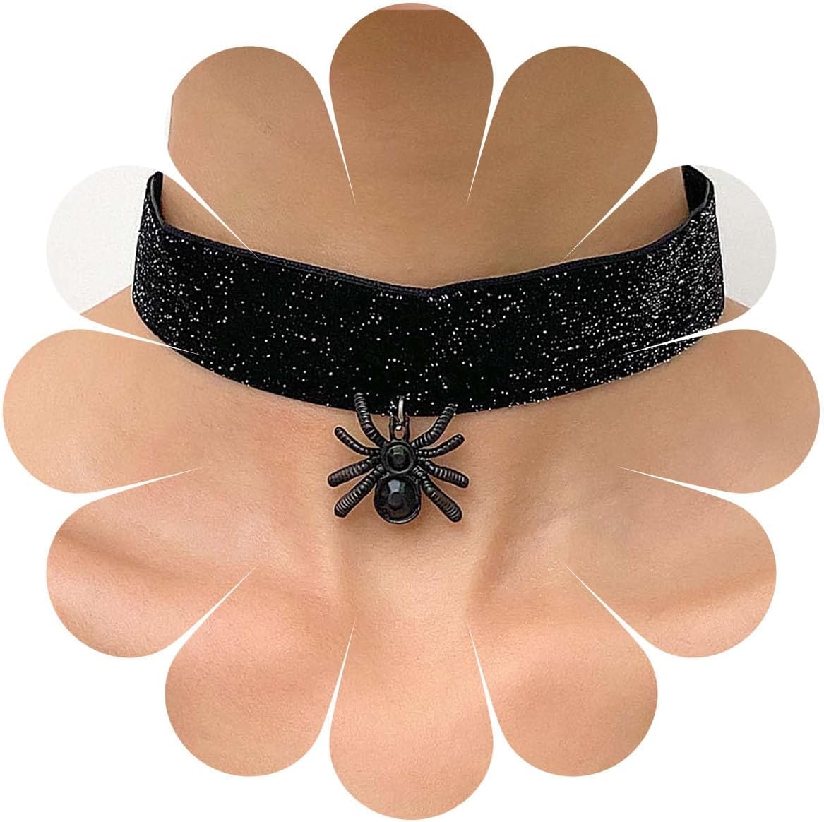 Black Velvet Choker Necklace Goth Balck Spider Dark Neckalce Punk Spider Velvet Suede Neckalce Dark Spider Pendant Necklace Jewelry for Women and Girls Gifts