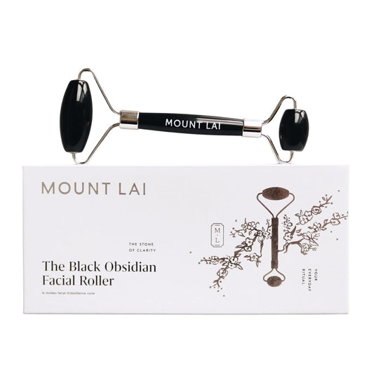 Mount Lai Warming Black Obsidian Facial Roller – The Stone of Clarity, Detoxifying Face Roller Tool for Purified Skin, Relaxation & Improved Circulation, Facial Massager Tool for Self-Care Ritual