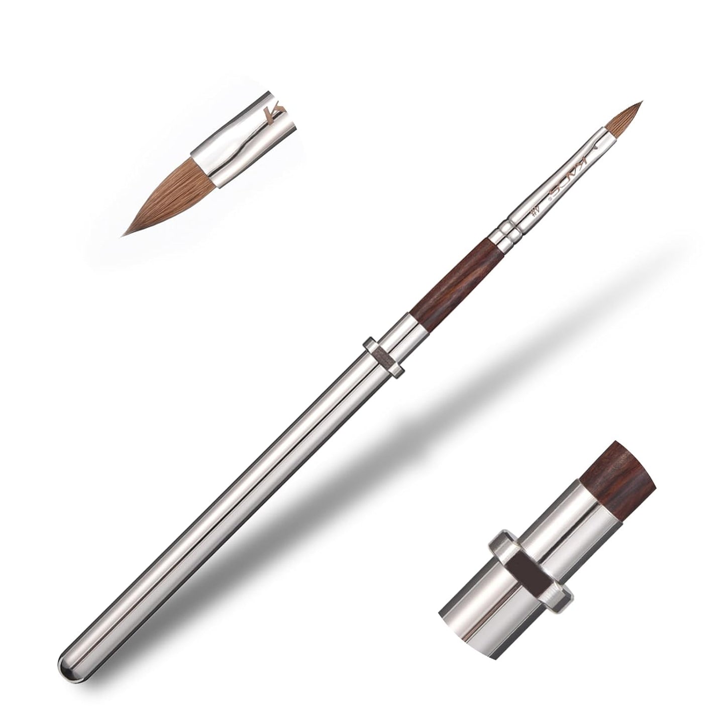 KADS Acrylic Nail Brush with Penholder Nail Brush for Acrylic Application-Oval Shaped Powder Nail Design Tools for Professional Manicure DIY Home Salon (4#)