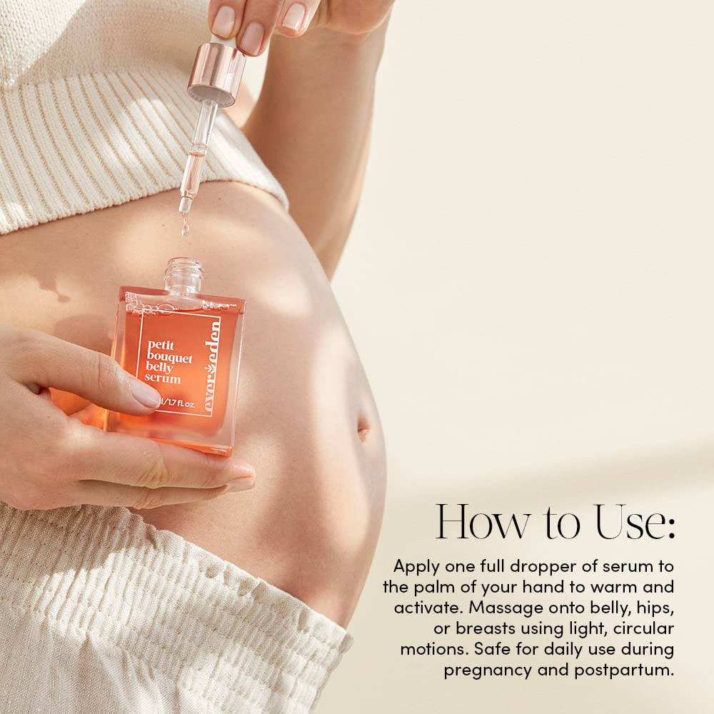 Evereden Petit Bouquet Belly Serum, 1.7 fl oz. | Clean & Vegan Women's Belly Oil for Pregnancy and Postpartum Maternity Skincare | Non-Toxic Stretch Mark Oil